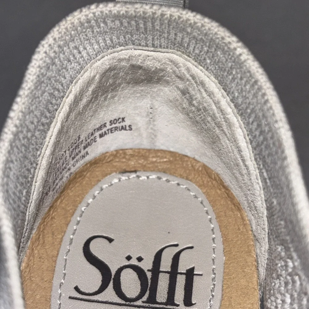 Sofft Somers Grey Knit Sock Leather Comfort Lace Up Sneakers Women's Size 7M EUC